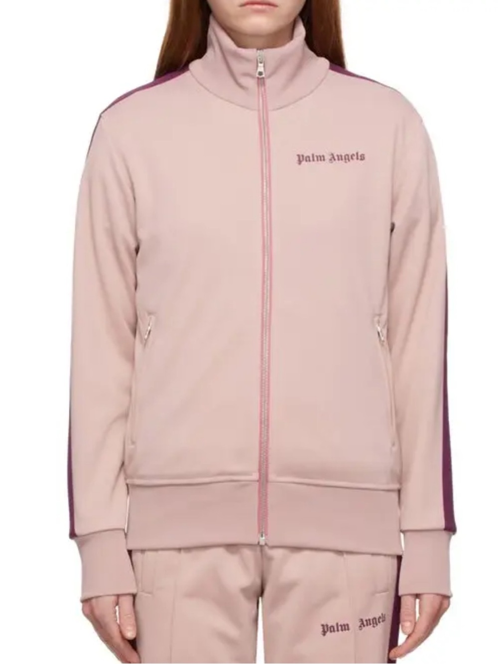 Palm Angels Dusty Pink Logo Zip Track Jacket
